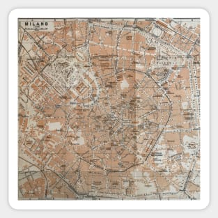 Map of Milan, Italy / Milano, Italia 1800s Sticker